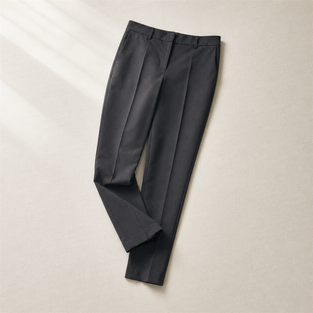 鐵灰色精梳棉九分西裝褲平鋪